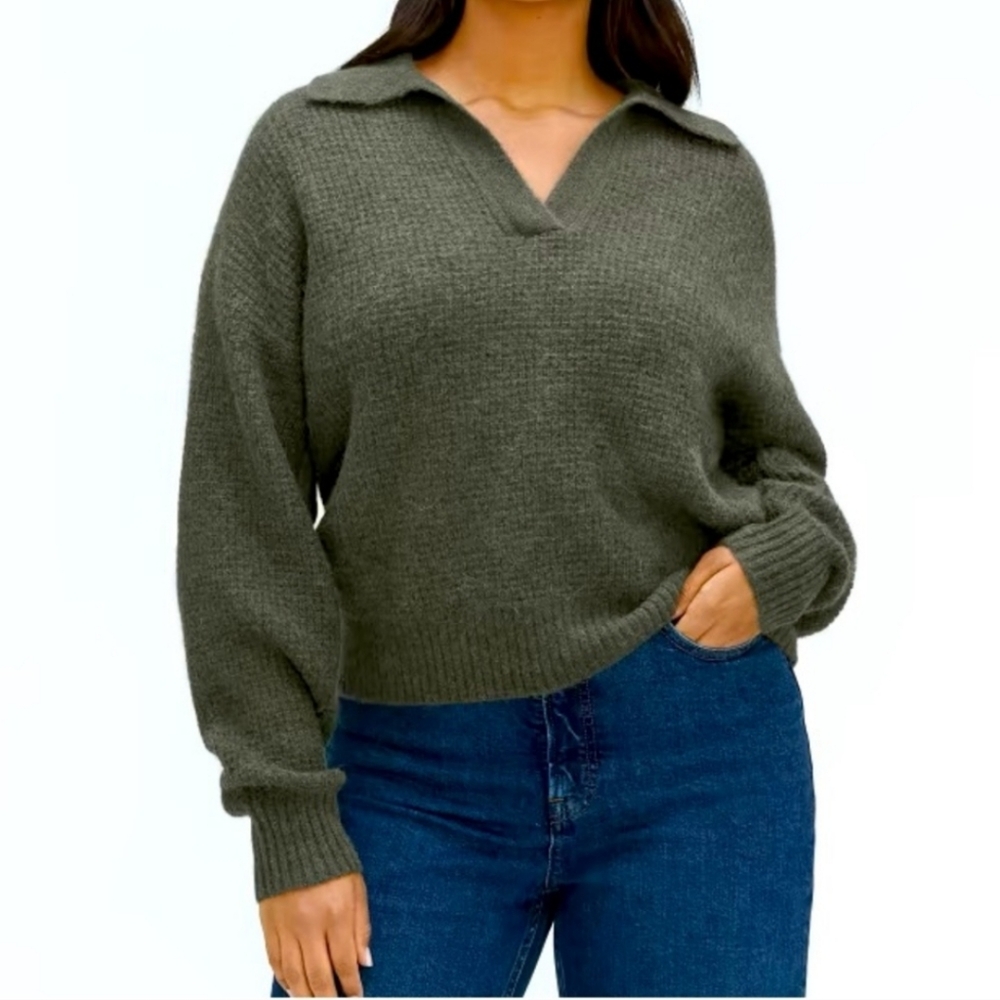Everlane The Waffle Stitch Polo in Kambaba (Moss green)